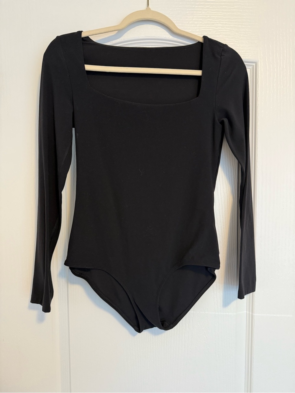 Aritzia Black Long Sleeve Square Neck Bodysuit